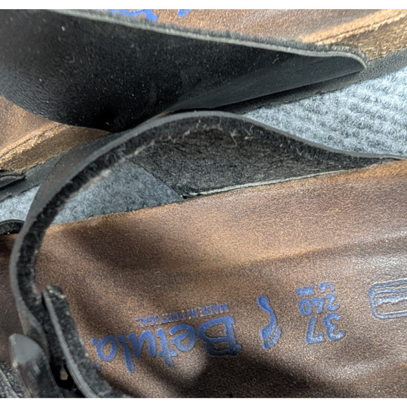 Betula Sandals Womens 6 Black Leather Buckle 3 Strap Comfort Boho Birkenstock - Picture 5 of 7